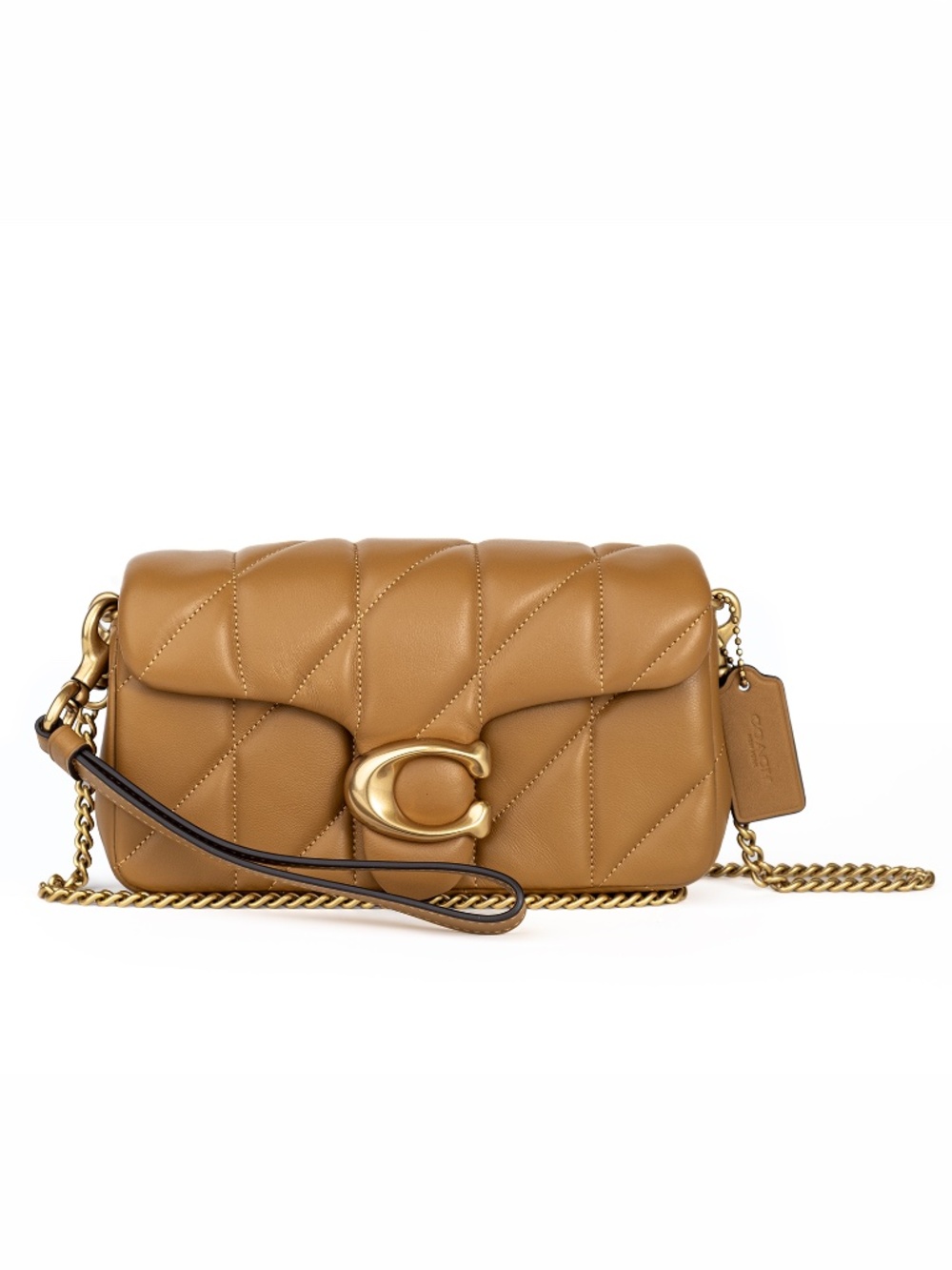 COACH Tabby Crossbody Wristlet With Pillow Quilting Honey Brown Leather NWT